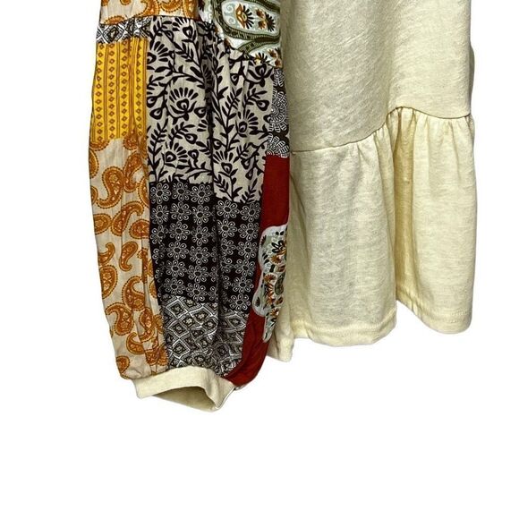 Umgee cream boho top with mixed print bishop sleeves size M - Picture 6 of 15